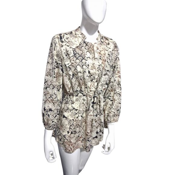 Sigrid Olsen Quiet Luxury Women's Large Bohemian ¾ Sleeve Preppy Old Money Top - Picture 5 of 13